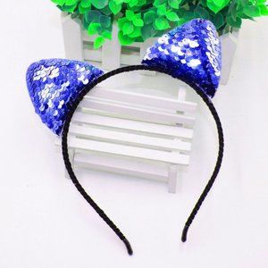 Diona J Bling Sparkle Cat Blue Ear Headband Hairband For Kids Halloween Party